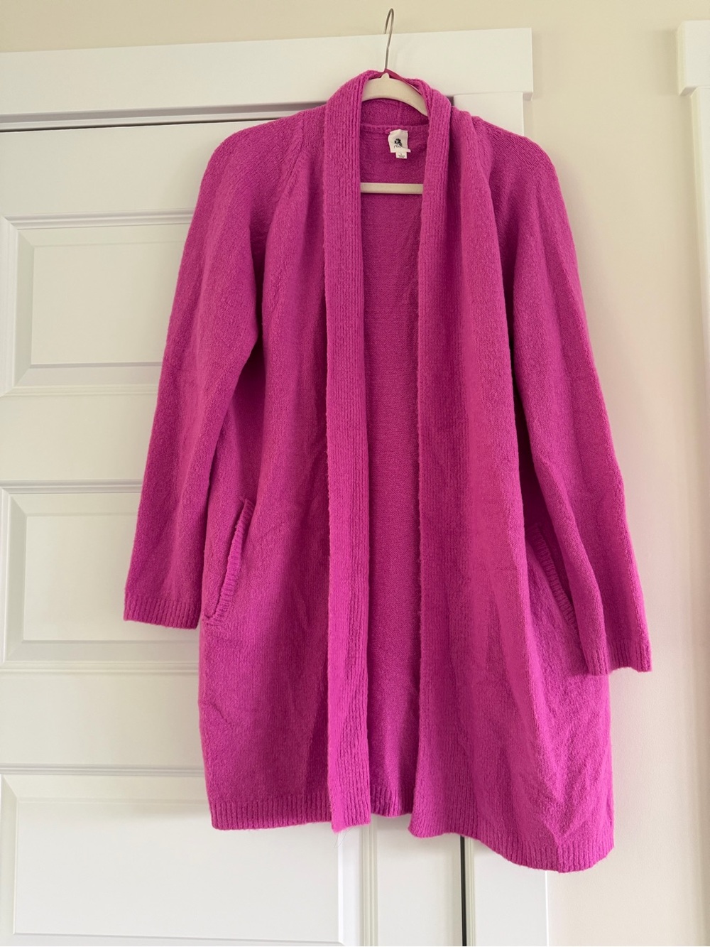 Plush Open-Front Cardigan in Bright Pink